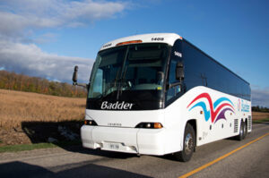 Badder Bus beautiful white coach bus for weddings